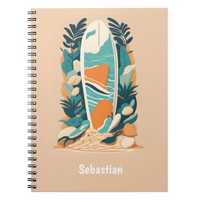 Abstrait Tropical Beach Surfboard Ado Journal (Devant)