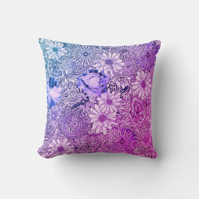 Abstrait violet et Coussin floral bleu (Recto)