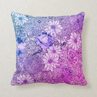 Abstrait violet et Coussin floral bleu