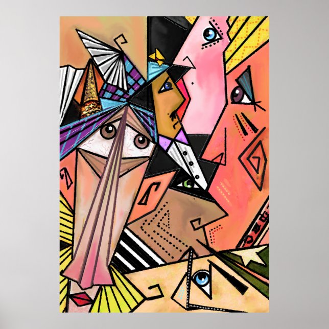 Abstrait Visages Moods Poster Cubism Portrait (Devant)