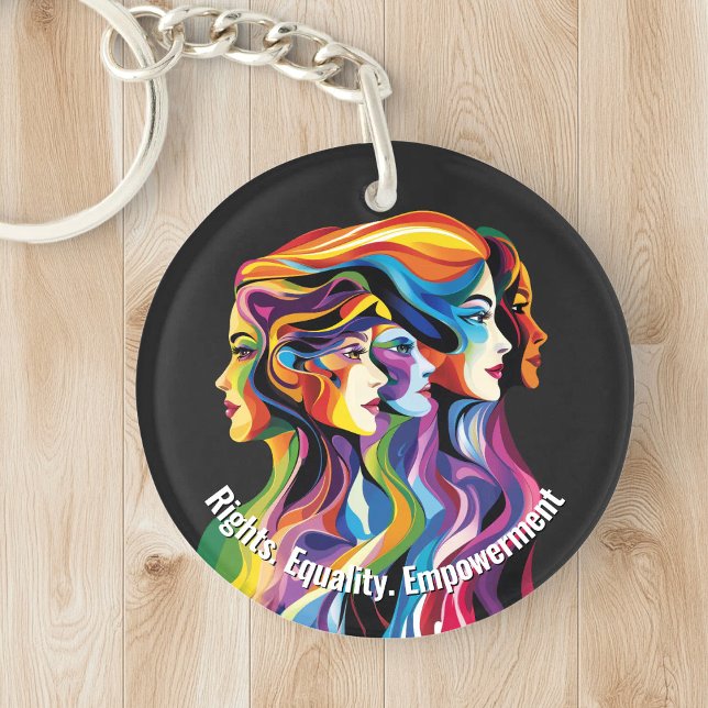 Abstraite couleur face à la Journée des Femmes | I (Abstract Colorful Faces Women's Day | IWD Keychain)