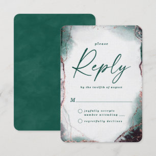 Abstraite Emerald Green Wedding RSVP Réponse Card