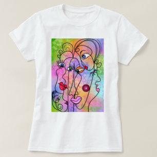 Abstraite Femme Face T-shirt Peinture de style mod