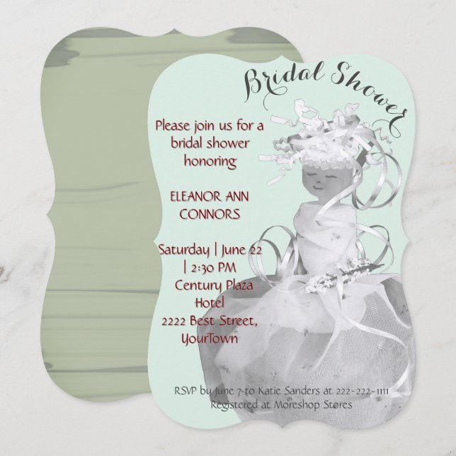Abstraite Mariée Modèle robe Fête des mariées vert (Devant / Derrière)
