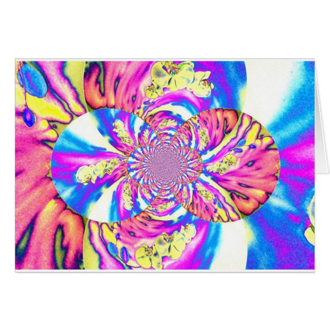 Abstraite orchidée rose mandala rose rétro (Devant horizontal)