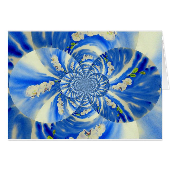 Abstraite peinture florale bleue blanche (Devant horizontal)