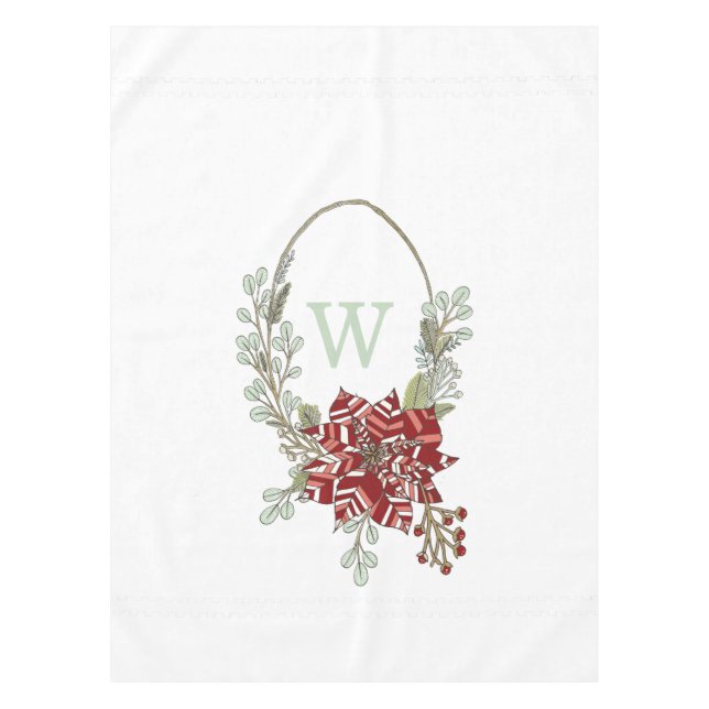 Abstraite Poinsettia Monogram Nappe de vacances (Devant)