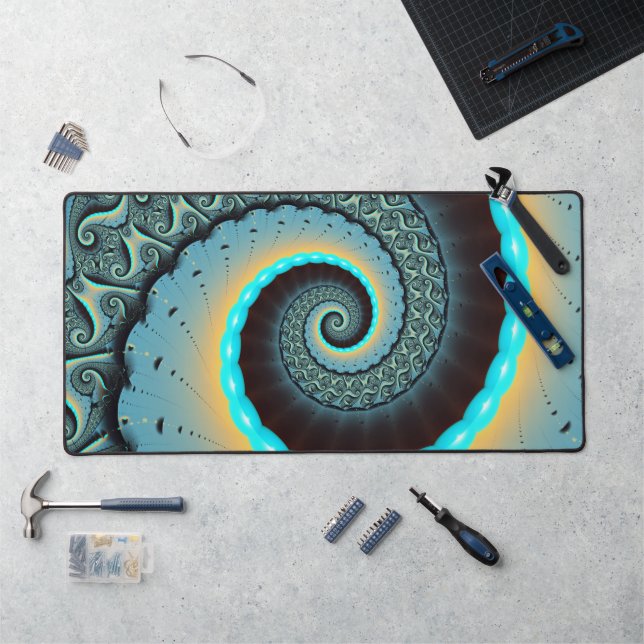 Abstraite spirale d'art fractal bleu turquoise ora (Poste de travail)
