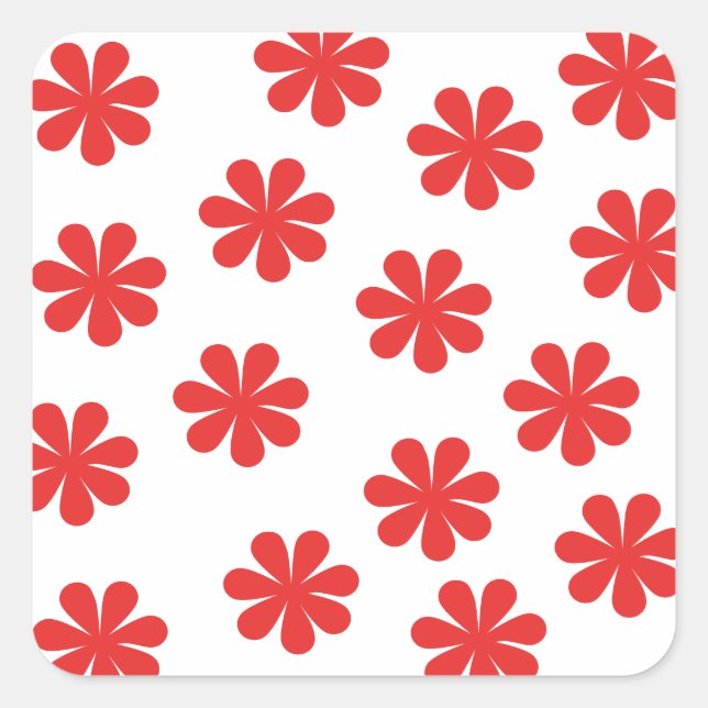 Abstrakt flower pattern square sticker (Front)
