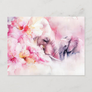 Abstrakte Aquarell Illustration eines Elefanten Postcard