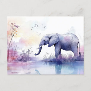 Abstrakte Aquarell Illustration eines Elefanten Postcard