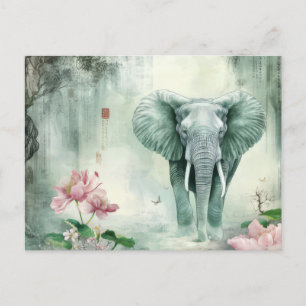Abstrakte Aquarell Illustration eines Elefanten Postcard