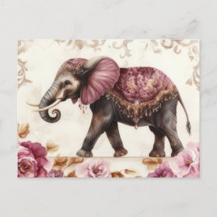 Abstrakte Aquarell Illustration eines Elefanten Postcard