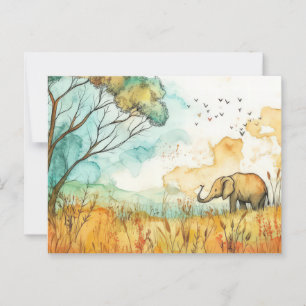 Abstrakte Aquarell Illustration eines Elefanten Postcard