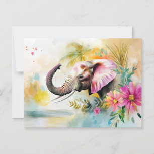 Abstrakte Aquarell Illustration eines Elefanten Postcard