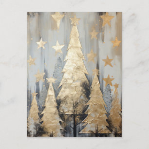 Abstrakter goldener Weihnachtsbaum Postcard