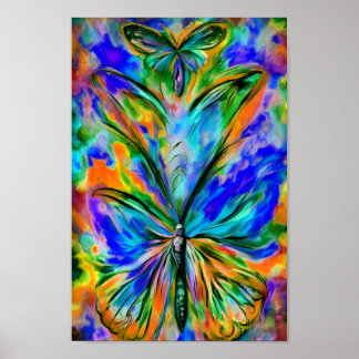 Abstrakter Schmetterling # 1 , Farbvariation 1 Poster