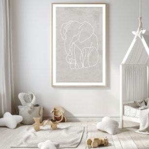 Abstrat Elephant Line Art Poster