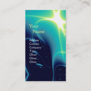 ABSTRAT TEAL,AQUA BLUE LIGHT WAVES MONOGRAM BUSINESS CARD