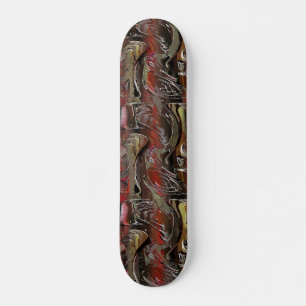 Abstrato entalhado em mogno e vermelho escuro skateboard