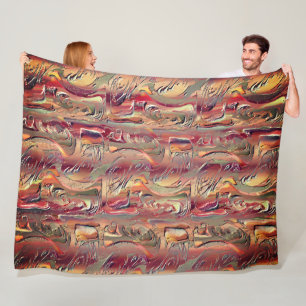 Abstrato entalhado em salmão e vermelho gradiente fleece blanket