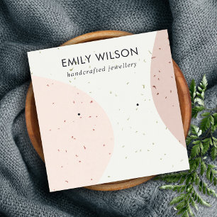 ABSTRCT CERAMIC BLUSH PINK STUD EARRING DISPLAY SQUARE BUSINESS CARD
