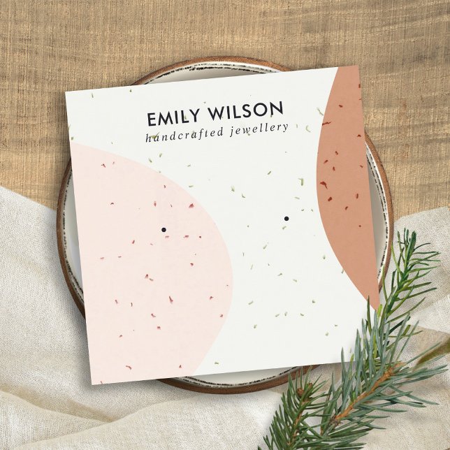 ABSTRCT CERAMIC BLUSH RUST STUD EARRING DISPLAY SQUARE BUSINESS CARD (Creator Uploaded)