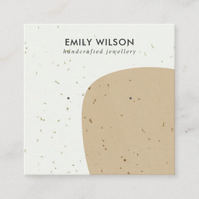 ABSTRCT CERAMIC OCHRE KRAFT STUD EARRING DISPLAY SQUARE BUSINESS CARD (Front)