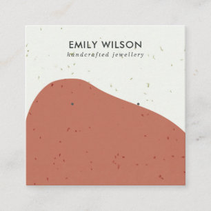 ABSTRCT TERRACOTTA RUST STUD EARRING DISPLAY SQUARE BUSINESS CARD