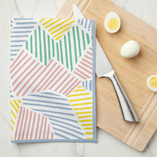 Abstruct Shape Pattern with Vibrant Colour Strokes Kitchen Towel