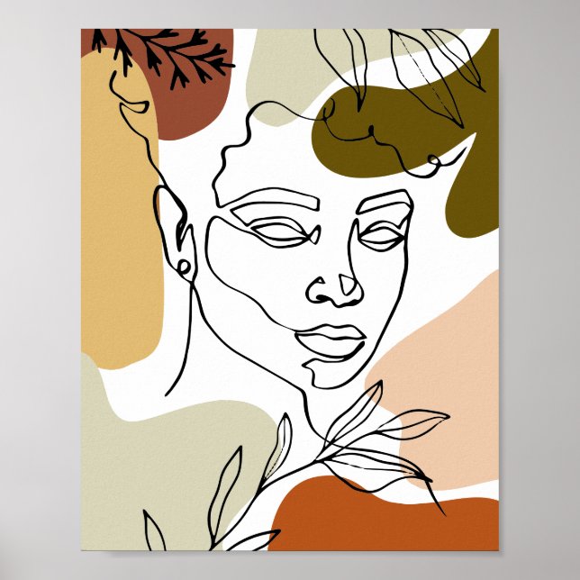 Abtract Womans Face Modern Art Print, Abstract Art Poster (Front)