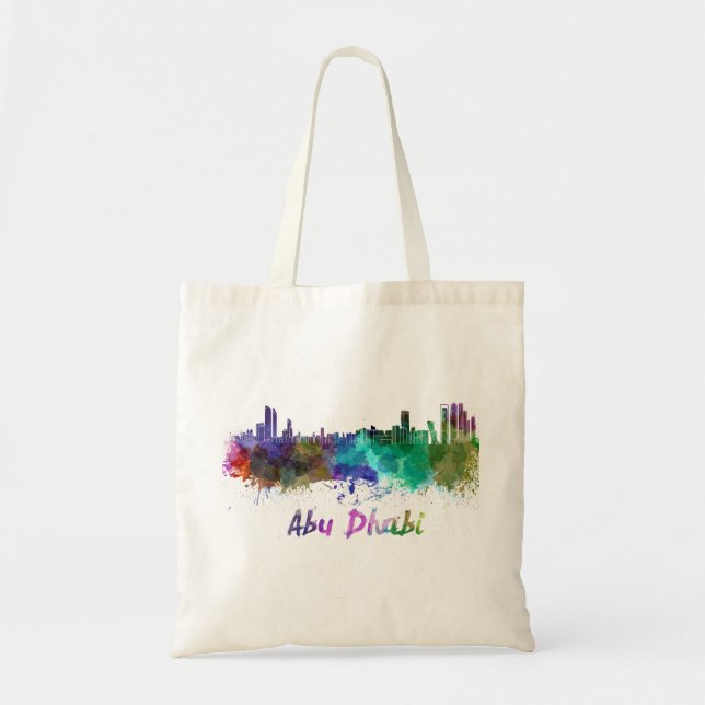 Abu Dhabi skyline in watercolor Tote Bag (Front)