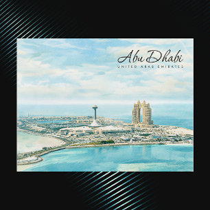 Abu Dhabi Skyline Watercolor Travel Keepsake Holiday Postcard