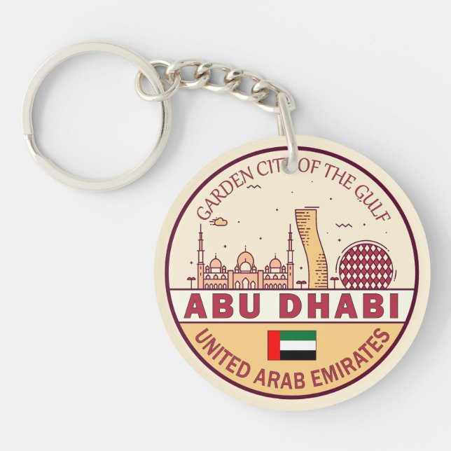 Abu Dhabi United Arab Emirates City Skyline Emblem Keychain (Front)