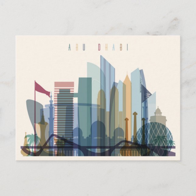 Abu Dhabi, United Arab Emirates | City Skyline Postcard (Front)