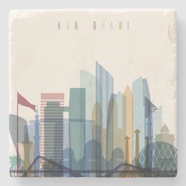 Abu Dhabi, United Arab Emirates | City Skyline Stone Coaster (Front)