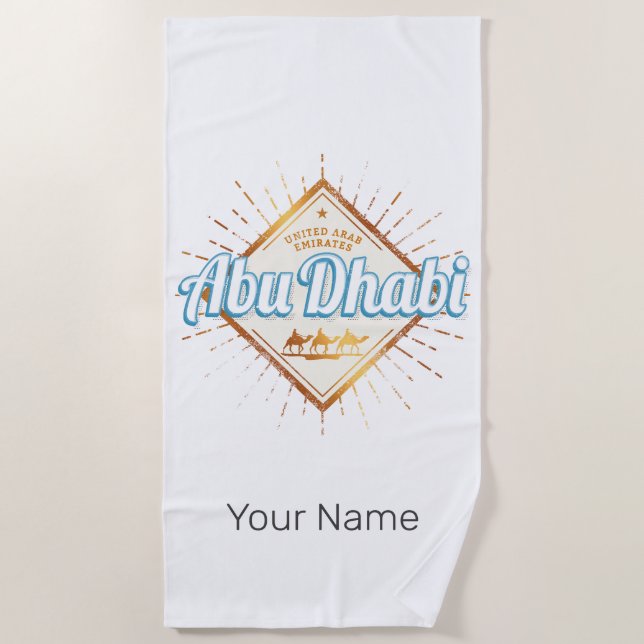 Abu Dhabi United Arab Emirates Vintage UAE Design Beach Towel (Front)