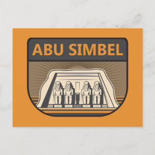 Abu Simbel Egypt Travel Art Retro Postcard