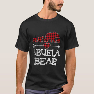 Abuela Bear Christmas Pajama Red Plaid Buffalo Fam T-Shirt