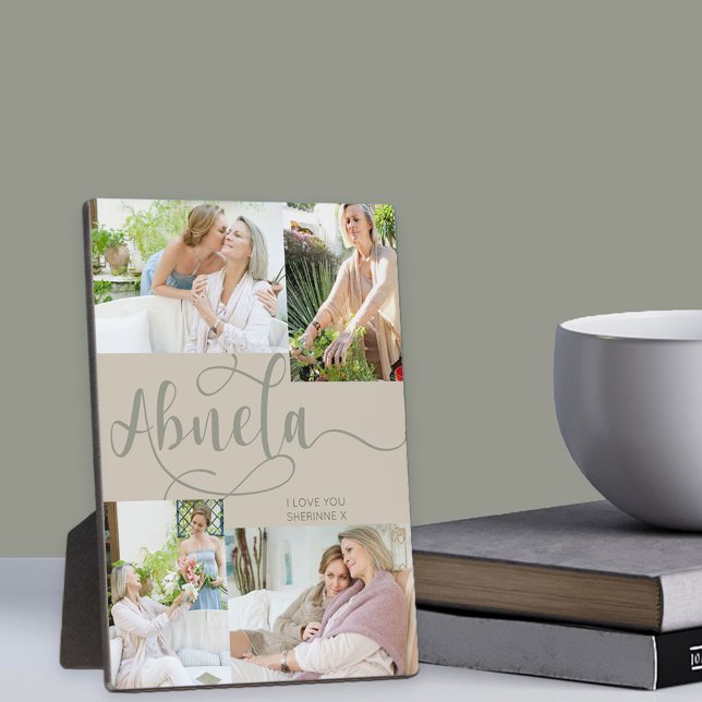 Abuela Calligraphie 4 Photo Tabletop Beige Plaque (Créateur téléchargé)
