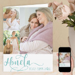 Abuela Calligraphy 3 Photo Happy Birthday Card<br><div class="desc">A frameworthy photo birthday card for your nonna - or you can edit the occasion if you wish. "abuela" is lettered in swirly calligraphy and you can personalize with your message inside. The photo template is set up for you to add 3 of your favourite photos which are displayed in...</div>