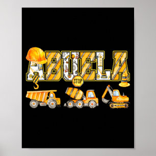 Abuela Construction Excavator Kids Matching Family Poster