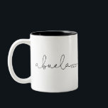 Abuela Established | Grandma Gift Two-Tone Coffee Mug<br><div class="desc">This mug features the text abuela in a beautiful script with "est" and the year! This would make a perfect gift for her for mother's day, Christmas, birthday, or the perfect pregnancy announcement for that unexpected surprise that the soon to be abuela can use forever! Change the colour of the...</div>