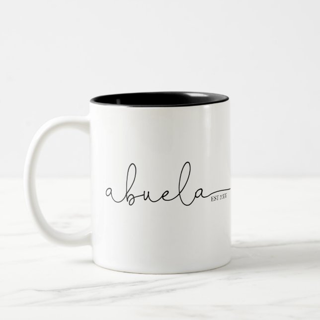 Abuela Established | Grandma Gift Two-Tone Coffee Mug (Left)