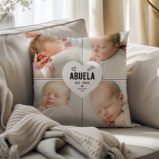 Abuela Heart 4 Photo Collage Throw Pillow (Creator Uploaded)