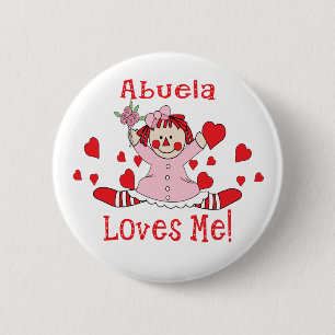 Abuela Love's me Rag Doll 2 Inch Round Button