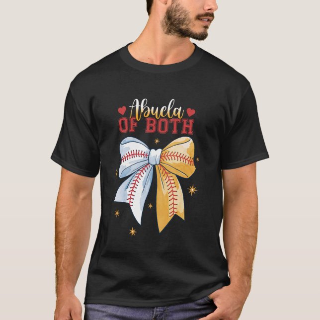 Abuela Of Both Baseball Softball Coquette Bow Moth T-Shirt (Front)