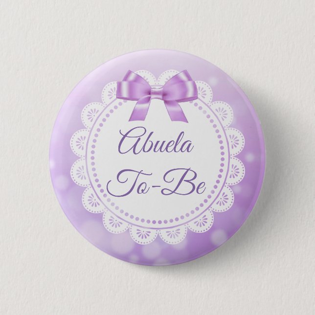 Abuela To Be Baby Shower Purple Lace Button (Front)