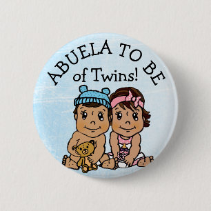 Abuela to be of Twins, Hispanic Baby Shower 2 Inch Round Button