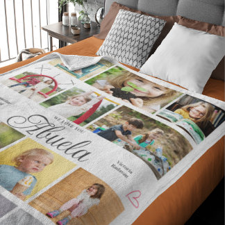 Abuela We Love You Personalized Hearts Fleece Blanket